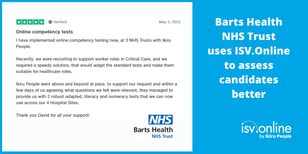 Barts Health NHS Trust uses ISV to assess candidates better